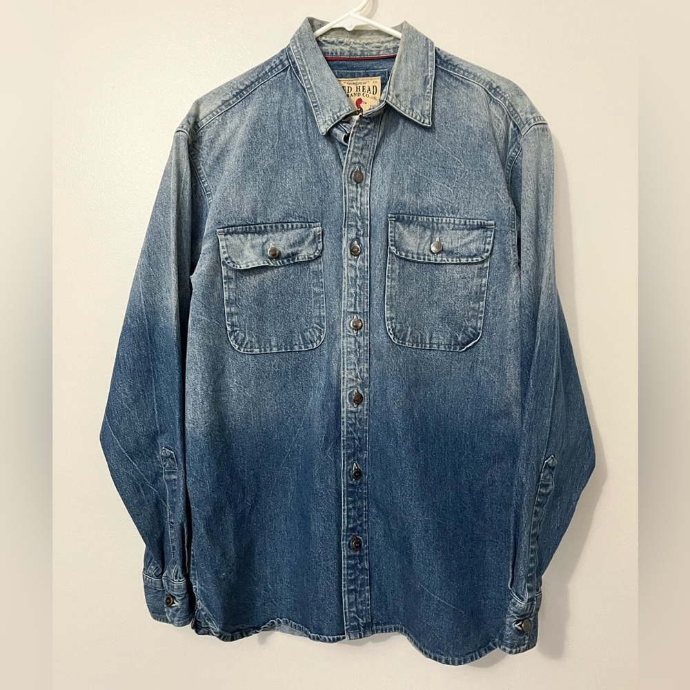 RedHead 100% Cotton Denim Button Up Shirt - Picture 1 of 6